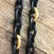 African Ebony Gold Leaf Chain Link Long Necklace 8