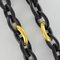 African Ebony Gold Leaf Chain Link Long Necklace 3