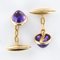 French 20th Century Amethyst and 18 Karat Yellow Gold Cufflinks, Set of 2, Image 7