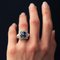 Sapphire Diamond and White Gold Square Ring 6