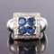 Sapphire Diamond and White Gold Square Ring 9