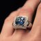 Sapphire Diamond and White Gold Square Ring 4