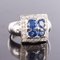 Sapphire Diamond and White Gold Square Ring 7
