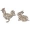 20th Century Rabbit and Rooster Diamonds Stud Earrings, Set of 2 1