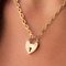 19th Century 18 Karat Yellow Gold Chiseled Chain and Heart-Shaped Padlock Necklace 6
