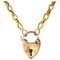 19th Century 18 Karat Yellow Gold Chiseled Chain and Heart-Shaped Padlock Necklace 1