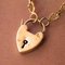 19th Century 18 Karat Yellow Gold Chiseled Chain and Heart-Shaped Padlock Necklace, Immagine 4