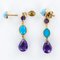 Amethyst Turquoise Gold Drop Earrings, Set of 2, Image 9