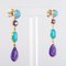 Amethyst Turquoise Gold Drop Earrings, Set of 2, Image 6