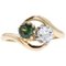 Green Sapphire, Diamond and 18 Karat Yellow Gold You and Me Ring, 1900s 1