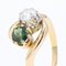 Green Sapphire, Diamond and 18 Karat Yellow Gold You and Me Ring, 1900s 7