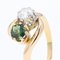 Green Sapphire, Diamond and 18 Karat Yellow Gold You and Me Ring, 1900s, Image 7