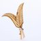 French Diamonds and 18 Karat Yellow Gold Fern Leaves Brooch, 1950s, Image 3