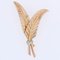 French Diamonds and 18 Karat Yellow Gold Fern Leaves Brooch, 1950s, Image 6