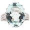 Anello in acquamarina a 6,95 carati con diamante e oro bianco a 18 carati, Francia, anni '50, Immagine 1