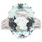 French 6.95 Carat Aquamarine Diamond and 18 Karat White Gold Ring, 1950s, Image 1