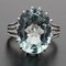 French 6.95 Carat Aquamarine Diamond and 18 Karat White Gold Ring, 1950s, Image 10