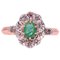 19th Century Emerald, Diamonds and 18 Karat Rose Gold Pompadour Ring 1