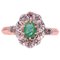 19th Century Emerald, Diamonds and 18 Karat Rose Gold Pompadour Ring, Image 1