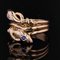 French 19th Century Sapphire, Diamond and 18 Karat Yellow Gold Snake Mens Ring 4
