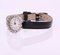 Diamonds, Leather Bracelet and 18 Karat White Gold Flamor Ladies Watch, 1950s 4