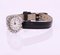 Diamonds, Leather Bracelet and 18 Karat White Gold Flamor Ladies Watch, 1950s, Imagen 4