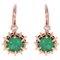 19th Century Emerald, Diamond and 18 Karat Rose Gold Lever Back Earrings, Set of 2, Image 1