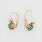 19th Century Emerald, Diamond and 18 Karat Rose Gold Lever Back Earrings, Set of 2, Image 6