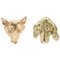 19th Century 18 Karat Yellow Gold Fox and Dog Stud Earrings, Set of 2, Imagen 1