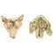 19th Century 18 Karat Yellow Gold Fox and Dog Stud Earrings, Set of 2, Immagine 1