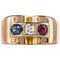 French Ruby, Diamond, Sapphire and 18 Karat Yellow Gold Patriotic Tank Ring, 1940s 1