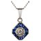Calibrated Blue Gems and Diamond Pendant Necklace 1