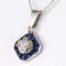 Calibrated Blue Gems and Diamond Pendant Necklace 4