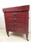 Small Antique Red Drawer Cabinet with Zinc Top, Image 5