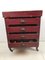 Small Antique Red Drawer Cabinet with Zinc Top 2