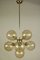 Mid-Century Brass & Amber Glass Ball Chandelier / Sputnik Lamp 1