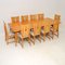 Tavolo da pranzo in legno di betulla con 10 sedie, anni '50, set di 11, Immagine 2