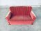 Art Deco Pink Velvet 2-Seat Sofa with Shell-Shaped Feet, 1930s 5