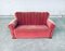 Art Deco Pink Velvet 2-Seat Sofa with Shell-Shaped Feet, 1930s 1