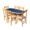 Mid-Century Italian Wooden Table & Chairs, 1950s, Set of 6 1