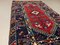 Medium Vintage Turkish Red, Navy Blue & Beige Wool Tribal Carpet 8