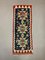 Narrow Vintage Turkish Shabby Chic Blue & Red Kilim Runner 1