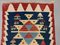 Narrow Vintage Turkish Shabby Chic Blue & Red Kilim Runner 7