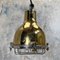 Japanese Industrial Brass, Aluminium & Glass Dome Pendant Lamp with Cage, 1980s 4