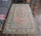 Tapis Oushak 4x8 Antique Fait Main en Laine Pure avec Motif de Ferme Rouge, Turquie 2