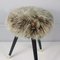 Mid-Century Tripod Real Iceland Sheep Lamb Upholstered Stool, 1950s, Image 5