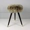 Mid-Century Tripod Real Iceland Sheep Lamb Upholstered Stool, 1950s 12