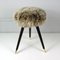 Mid-Century Tripod Real Iceland Sheep Lamb Upholstered Stool, 1950s, Image 2