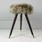 Mid-Century Tripod Real Iceland Sheep Lamb Upholstered Stool, 1950s, Image 6