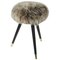 Mid-Century Tripod Real Iceland Sheep Lamb Upholstered Stool, 1950s 1